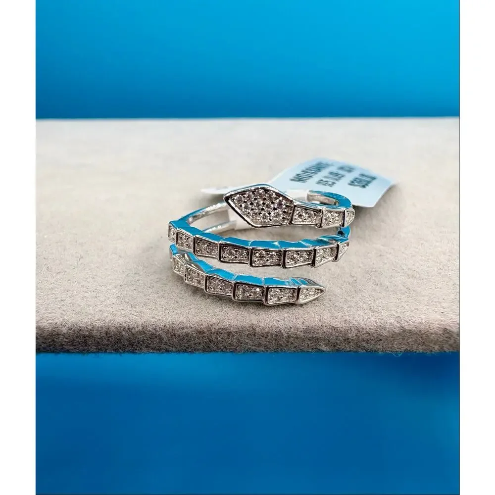 NWT - Size 7 Snake Ring - 1CTW VVS1 D Moissanite & Silver